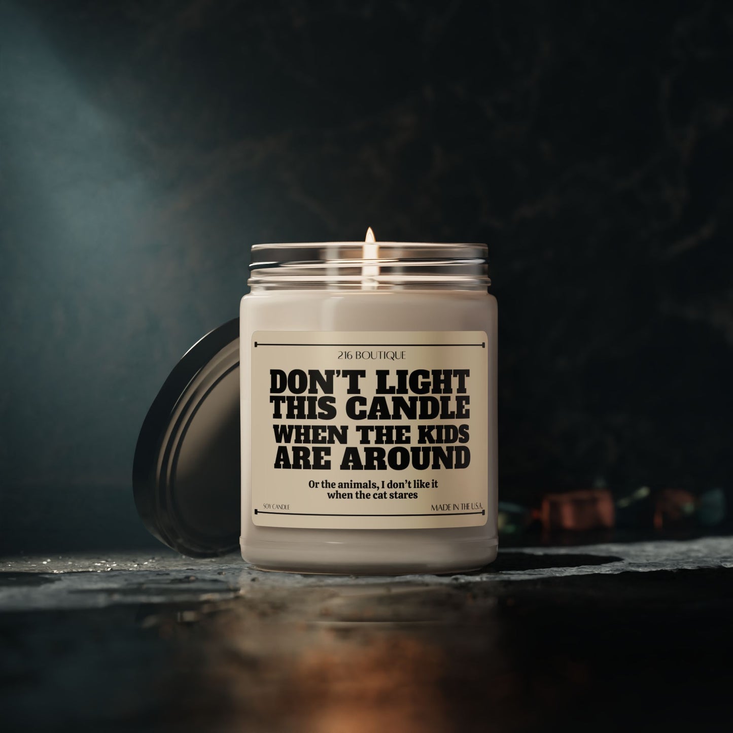 Humorous Scented Soy Candle - 'Don't Light This Candle When the Kids Are Around' - 9oz