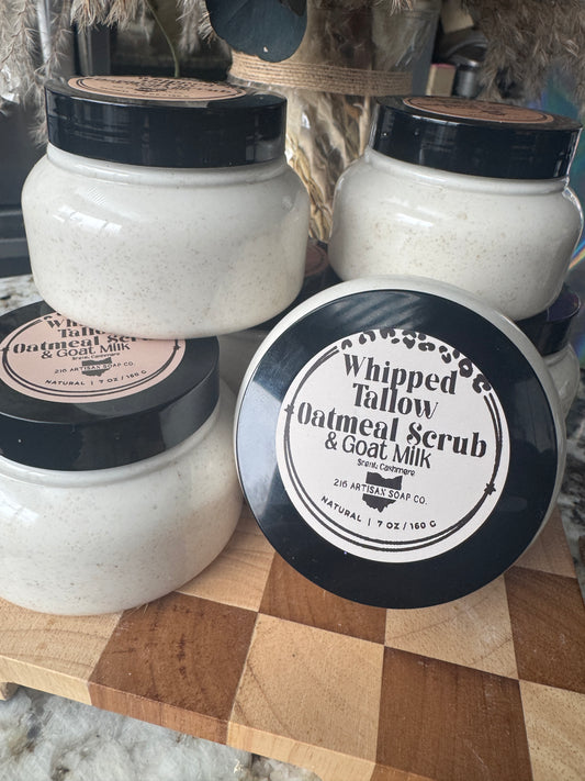 Whipped Tallow, Goat Milk & Oatmeal Sugar Scrub - Cashmere