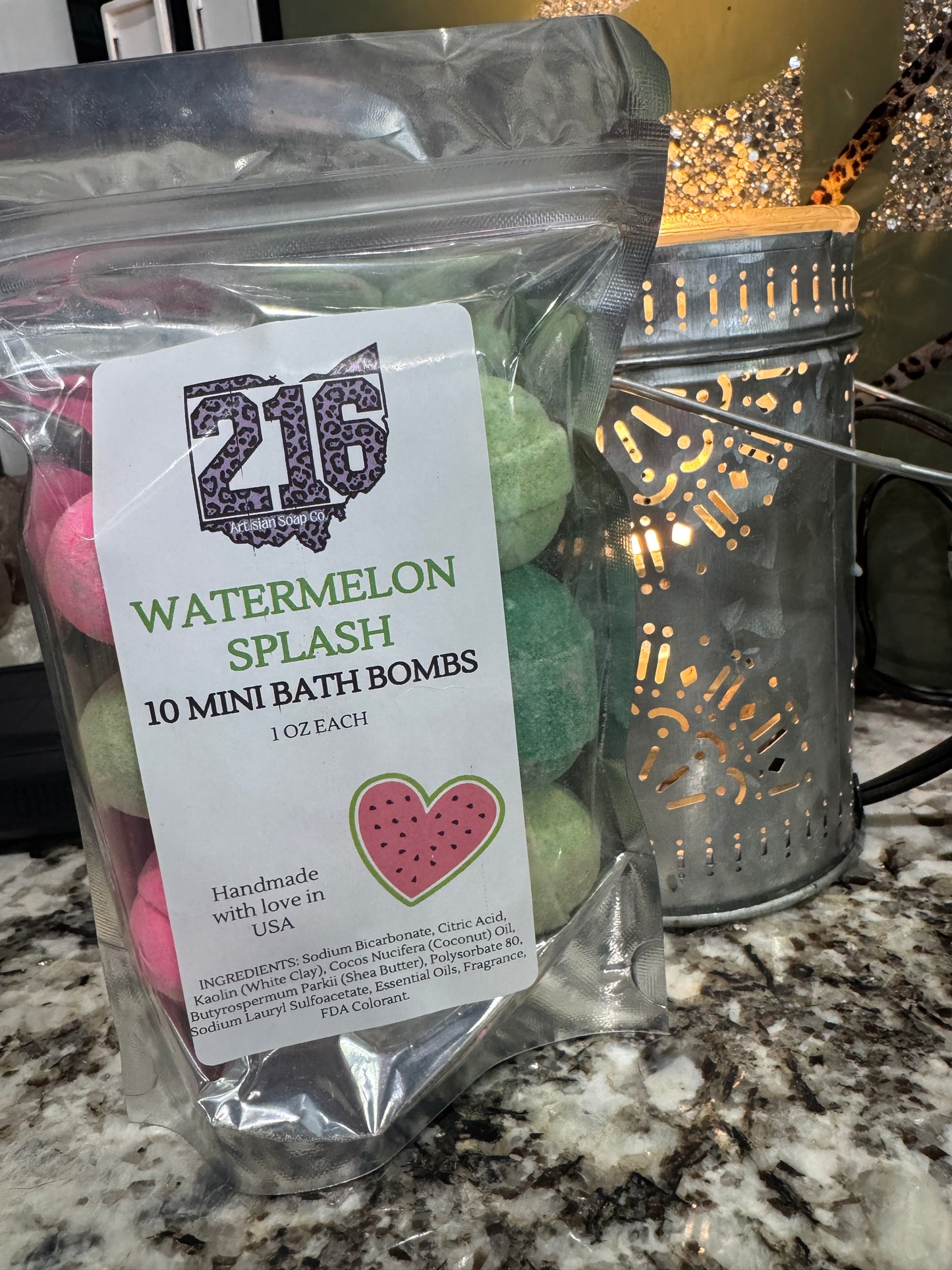 Watermelon Splash Mini Bath Bombs Pack of 10