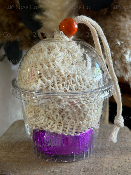 The Shower Trio - Lavender Chamomile Soap, Lavender Steamer, Exfoliating Bag