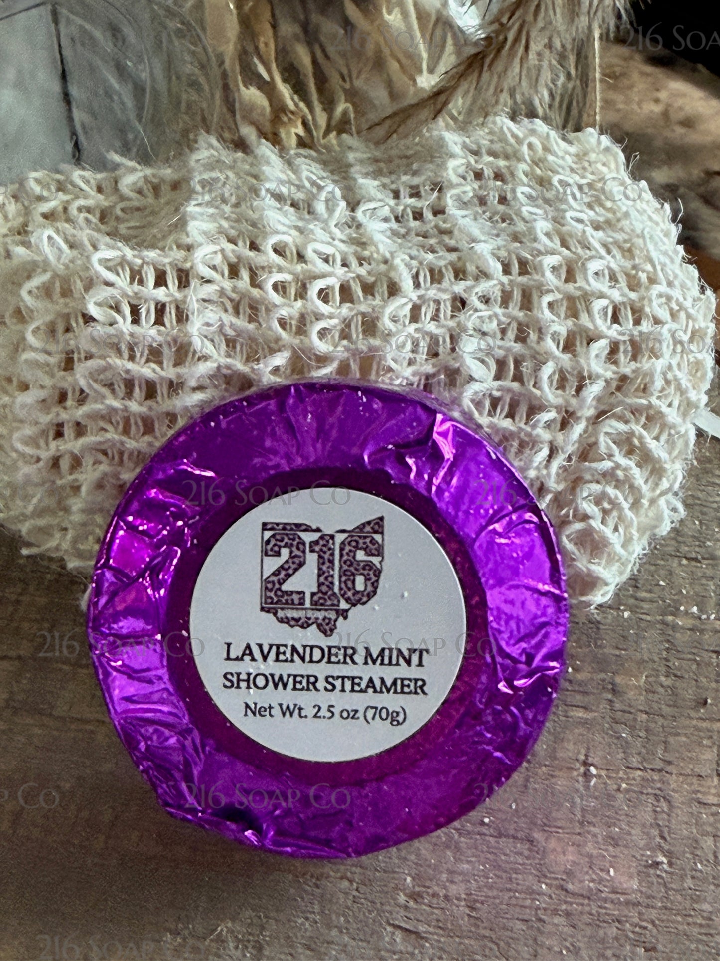 The Shower Trio - Lavender Chamomile Soap, Lavender Steamer, Exfoliating Bag