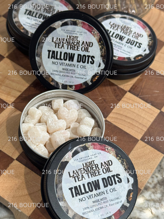 Tallow Lotion Dots – LIGHT SCENT Lavender & Tea Tree Oil | Non-Greasy Solid Body Moisturizer NO VITAMIN E